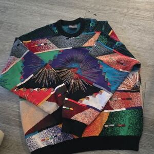 Geccu Australian Cotton Multicolor Abstract Pattern Men's Sweater